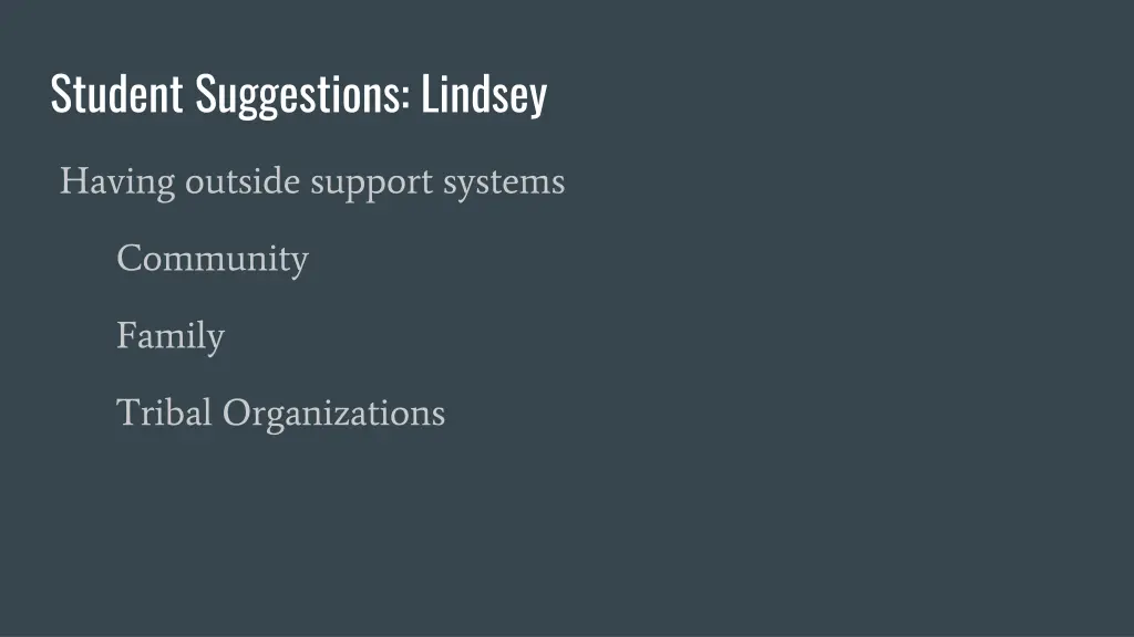 student suggestions lindsey