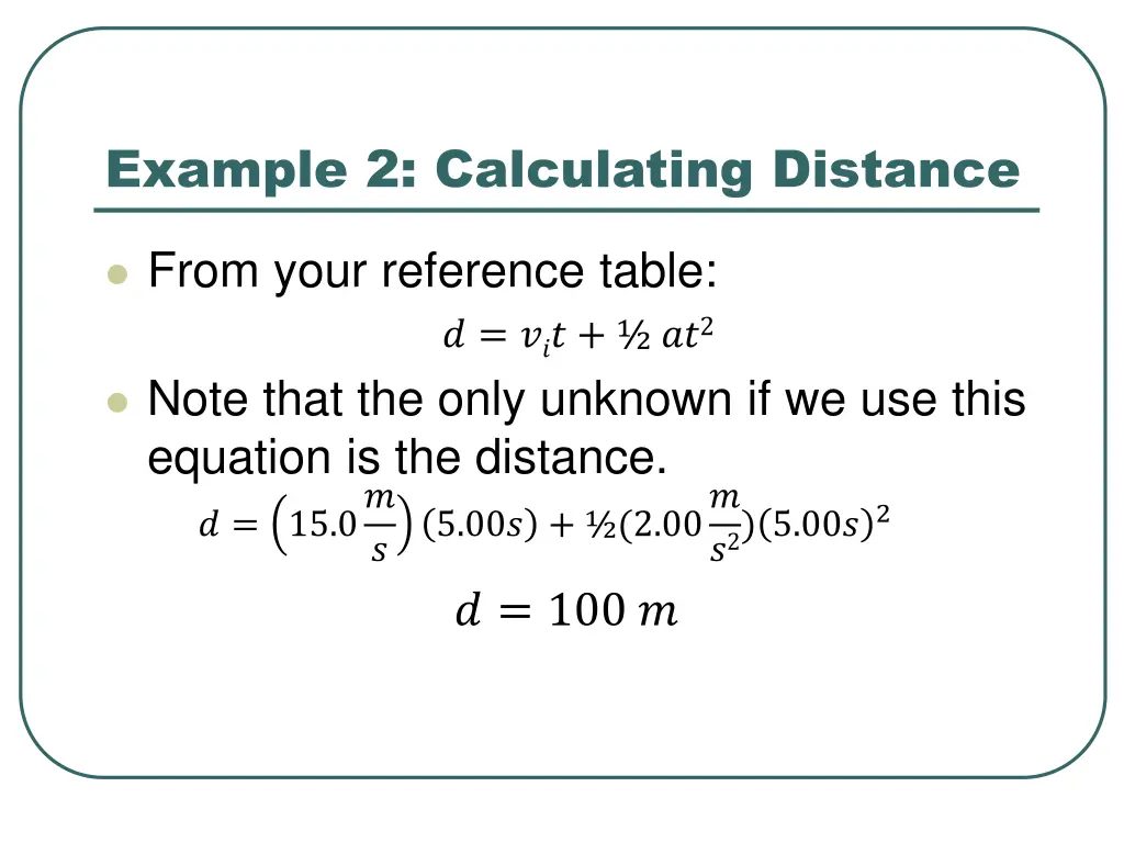 example 2 calculating distance 1