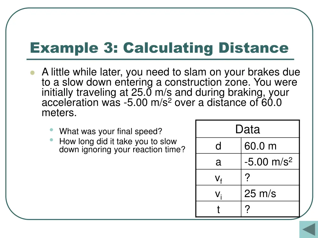 example 3 calculating distance