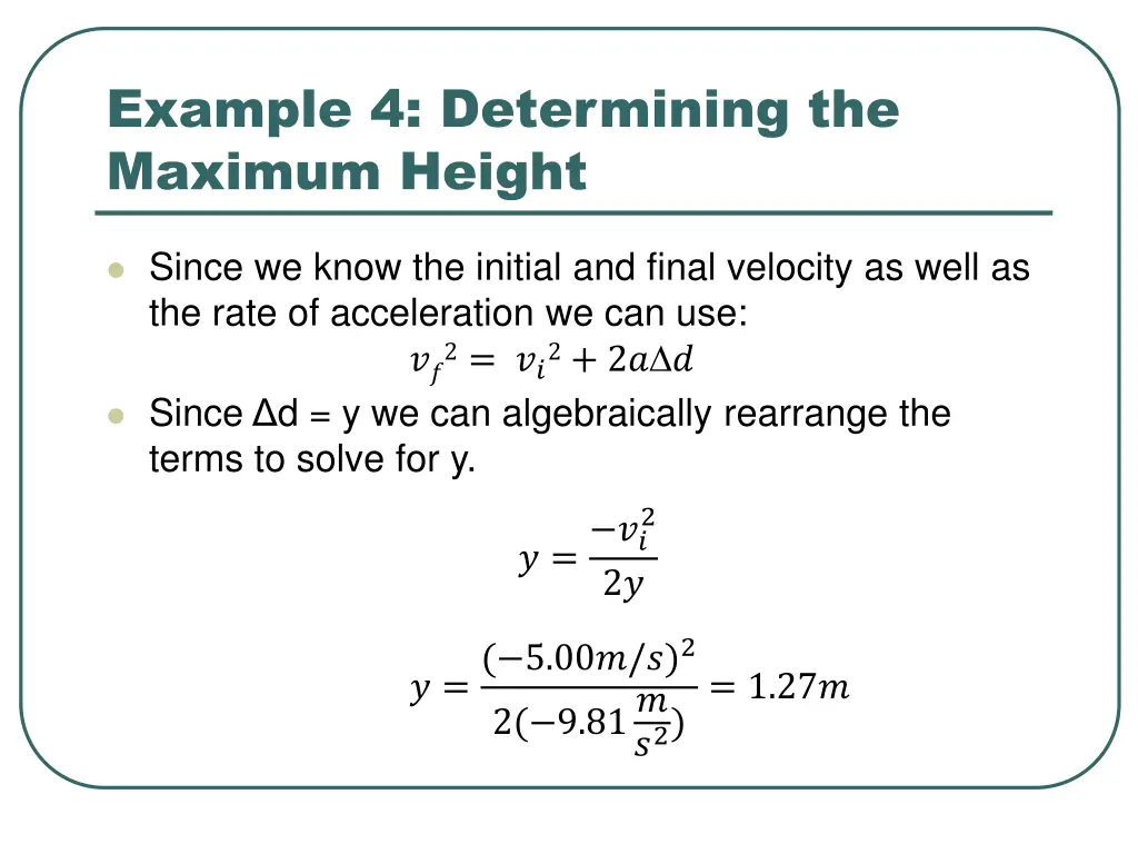 example 4 determining the maximum height