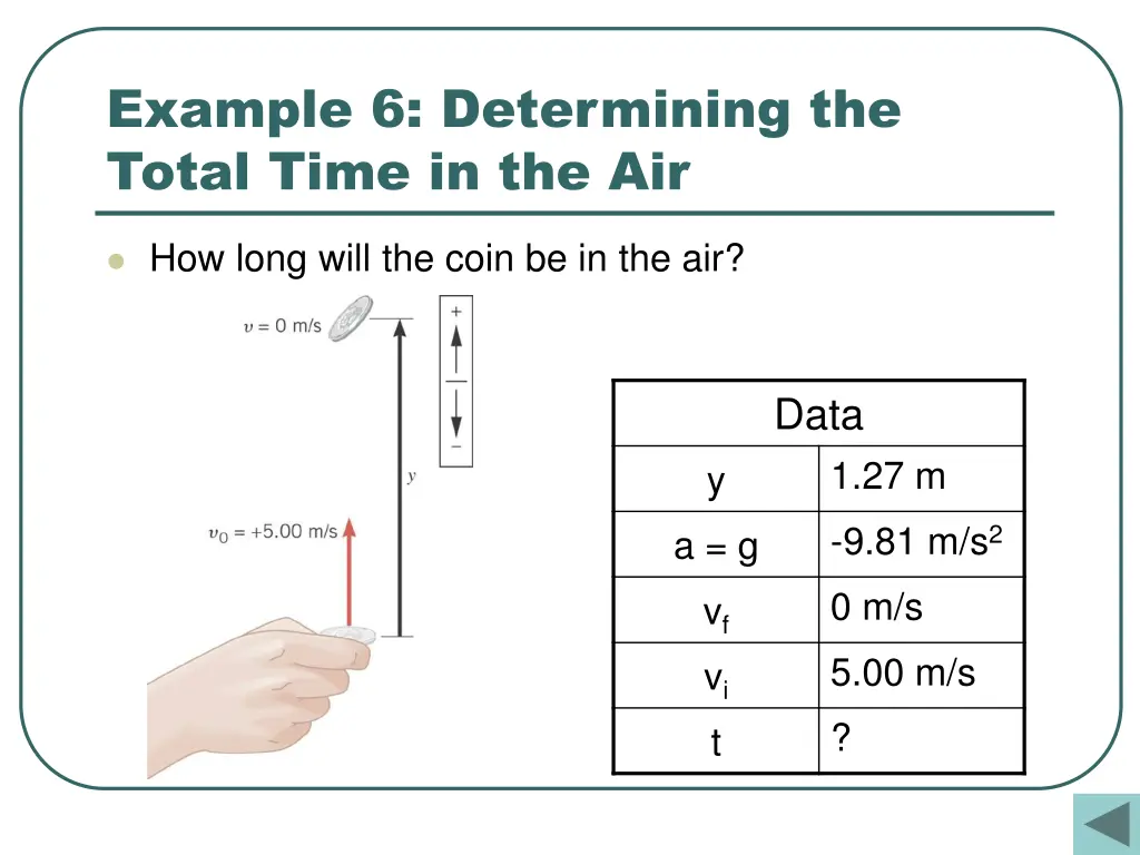 example 6 determining the total time in the air