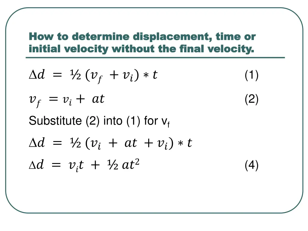 how to determine displacement time