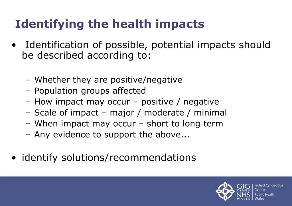 identifying the health impacts