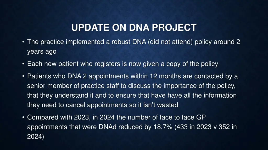 update on dna project