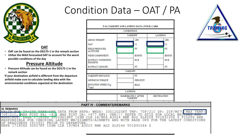 condition data oat pa