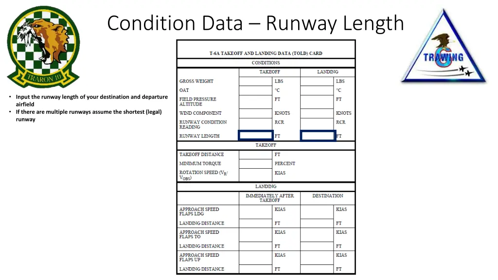 condition data runway length