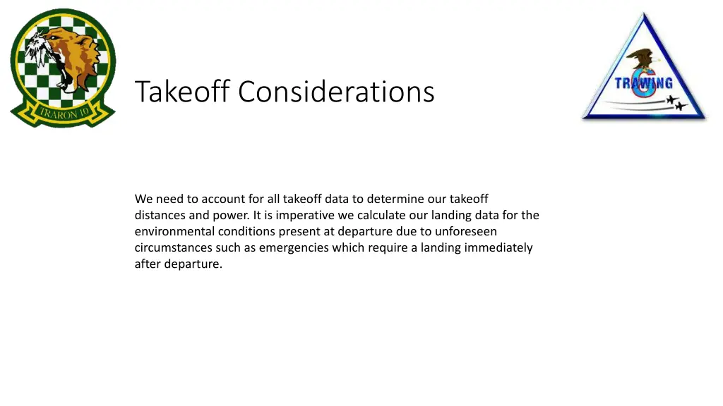 takeoff considerations