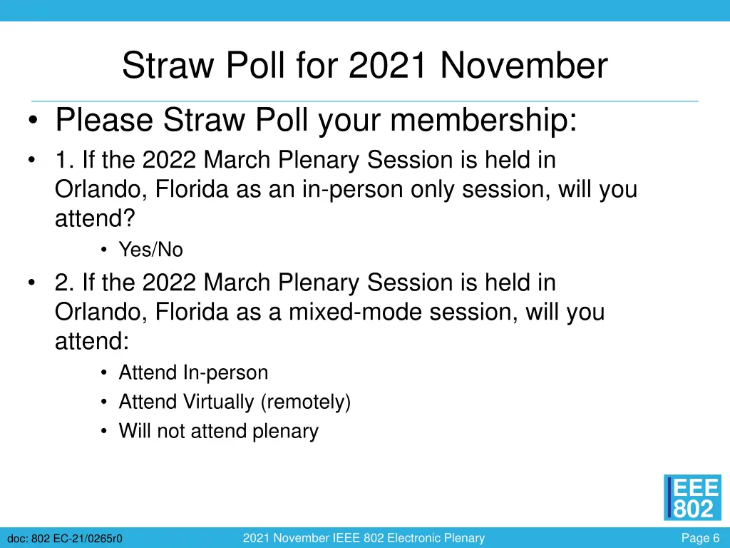 straw poll for 2021 november please straw poll