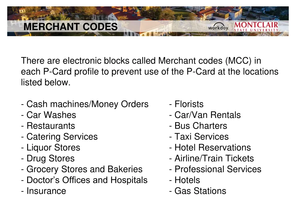 merchant codes