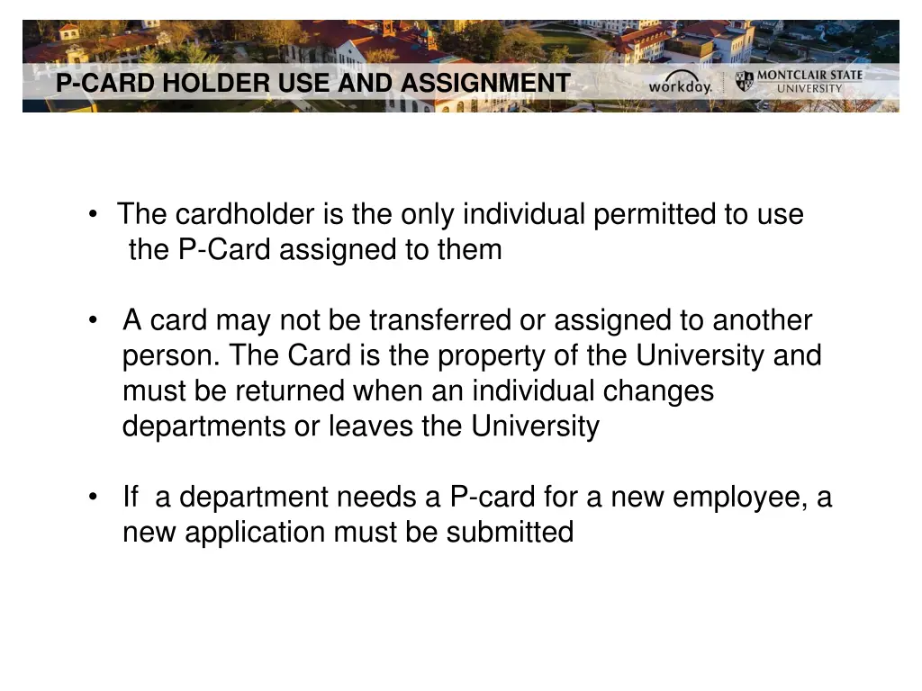 p card holder use and assignment