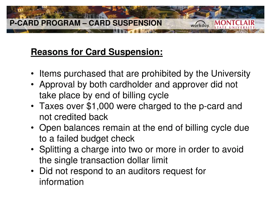 p card program card suspension