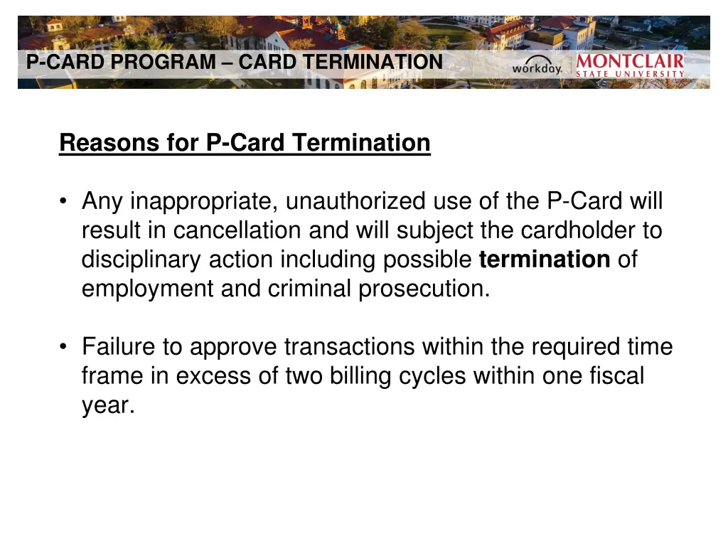 p card program card termination