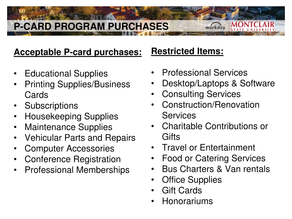 p card program purchases