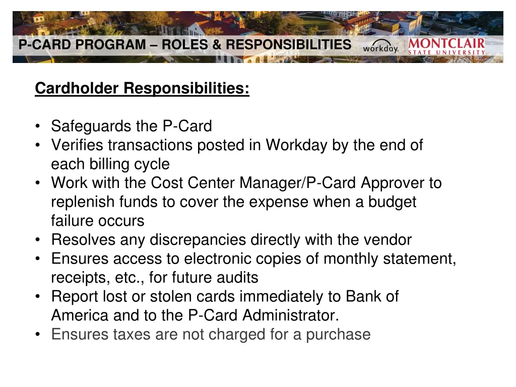 p card program roles responsibilities