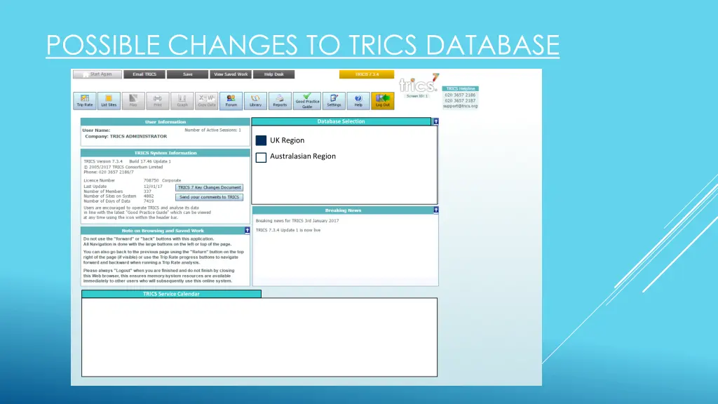 possible changes to trics database