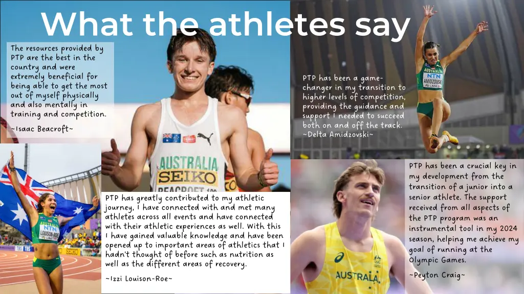 what the athletes say the resources provided