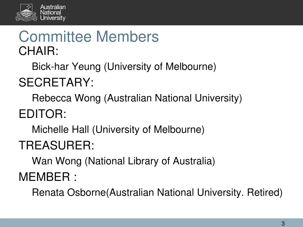 committee members chair bick har yeung university