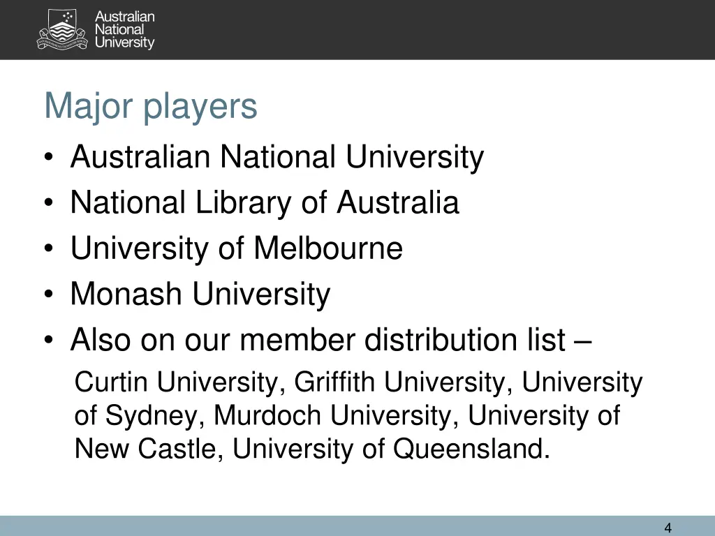major players australian national university