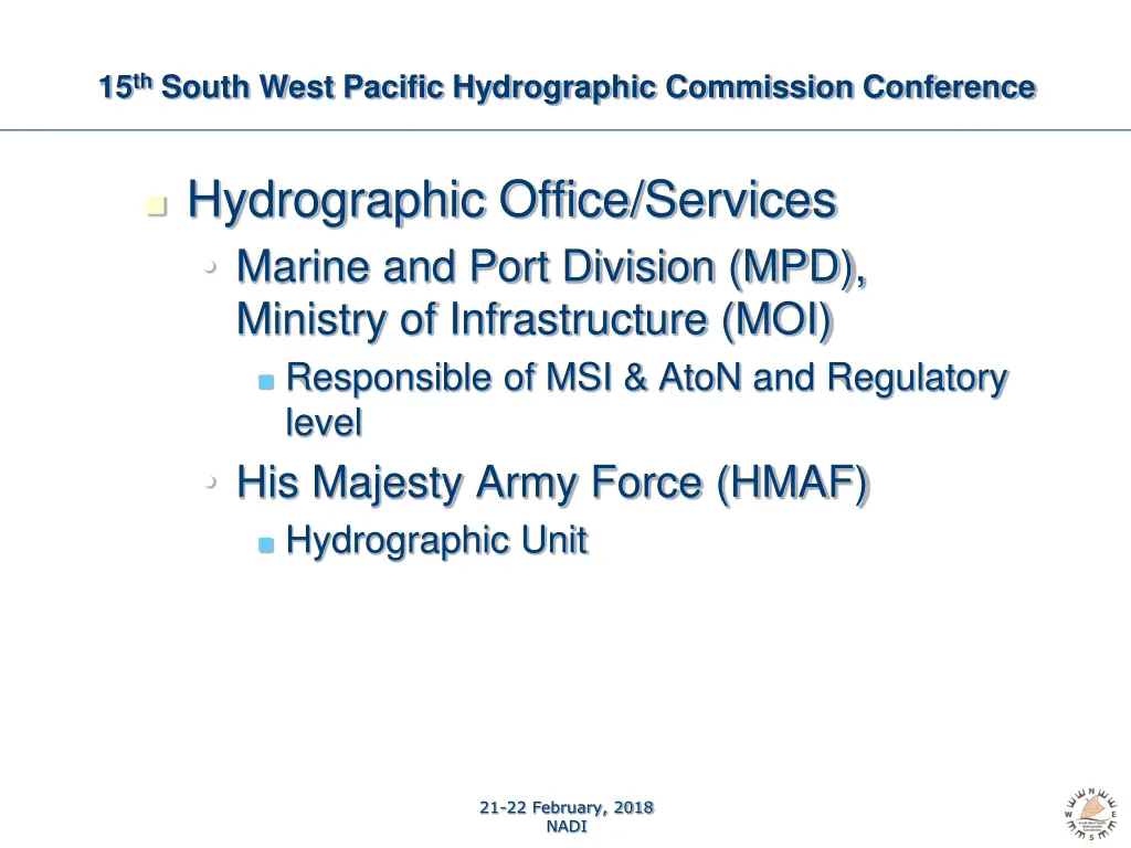 15 th south west pacific hydrographic commission 1