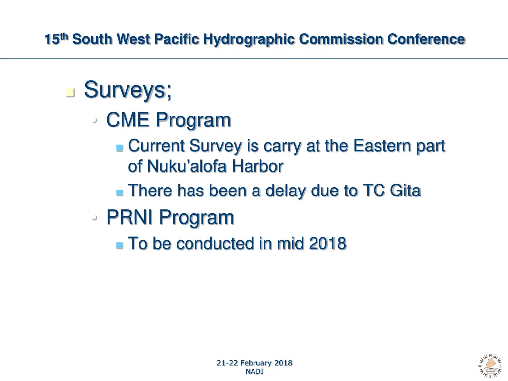 15 th south west pacific hydrographic commission 2