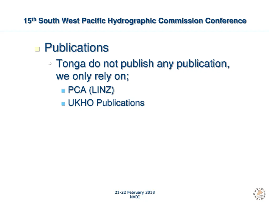 15 th south west pacific hydrographic commission 4