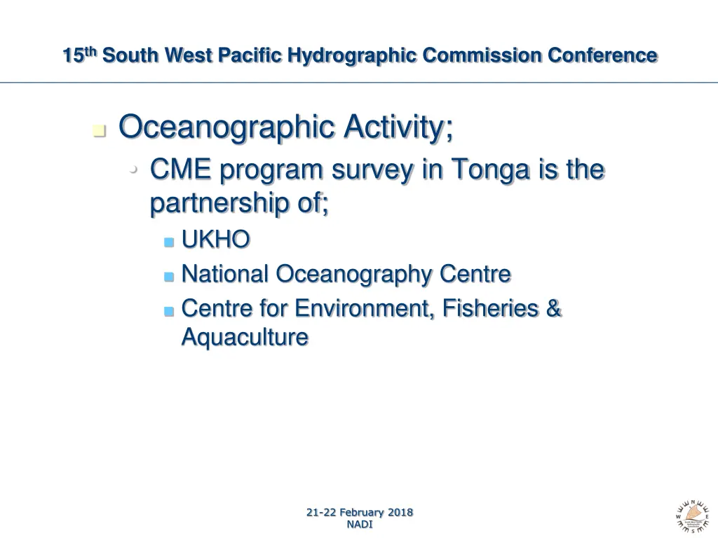 15 th south west pacific hydrographic commission 7