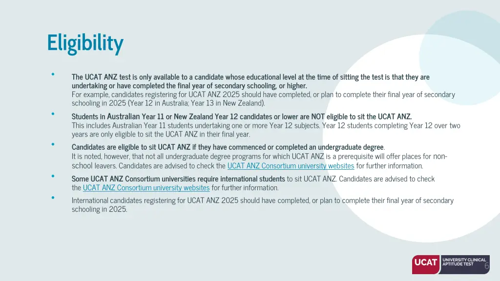 eligibility undertaking or have completed