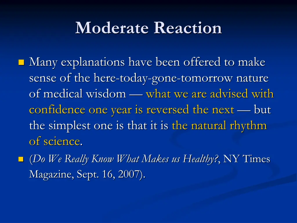 moderate reaction