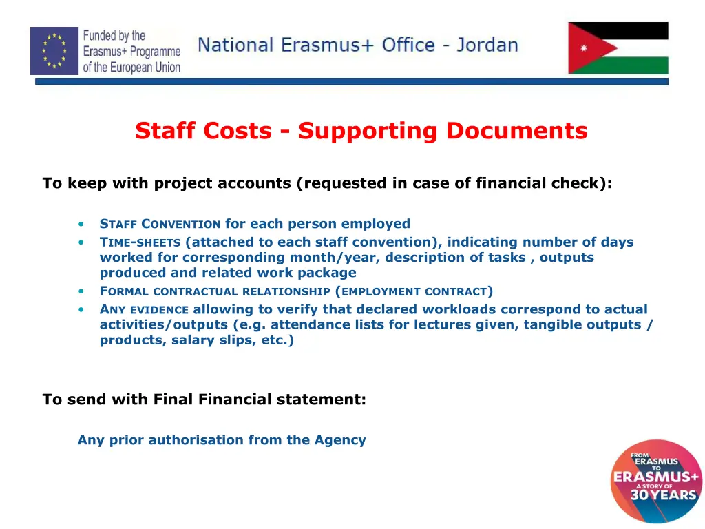 staff costs supporting documents to keep with