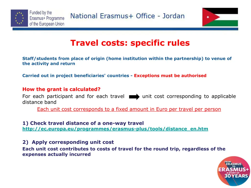 travel costs specific rules