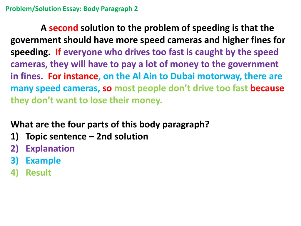 problem solution essay body paragraph 2