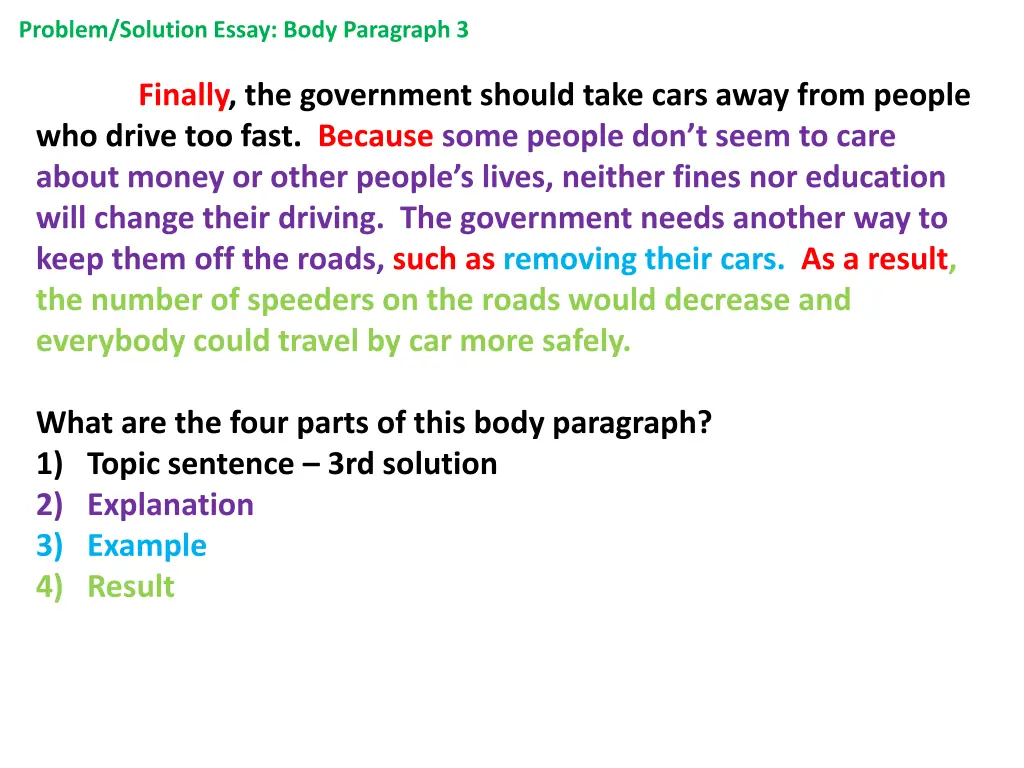problem solution essay body paragraph 3