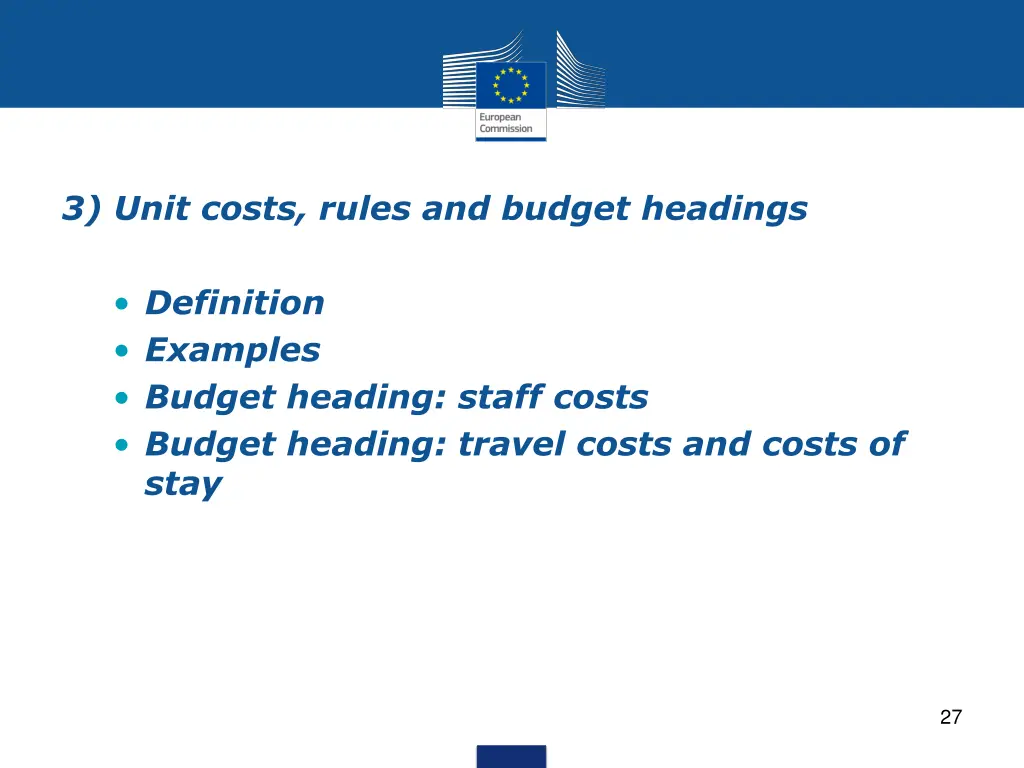 3 unit costs rules and budget headings