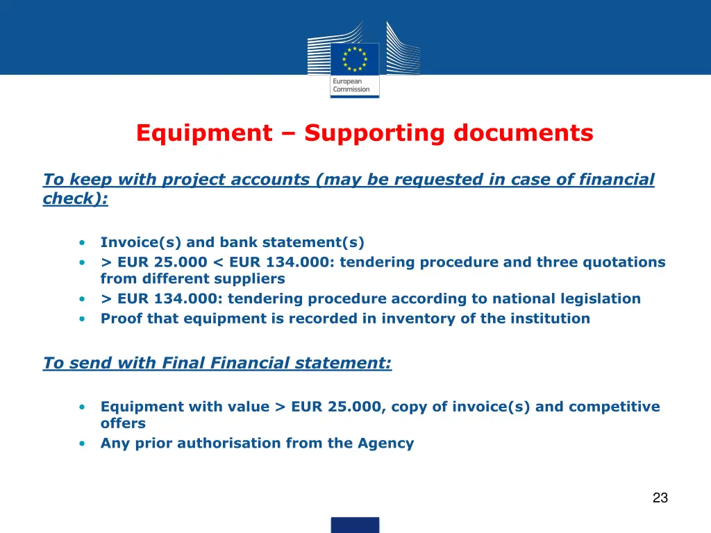 equipment supporting documents