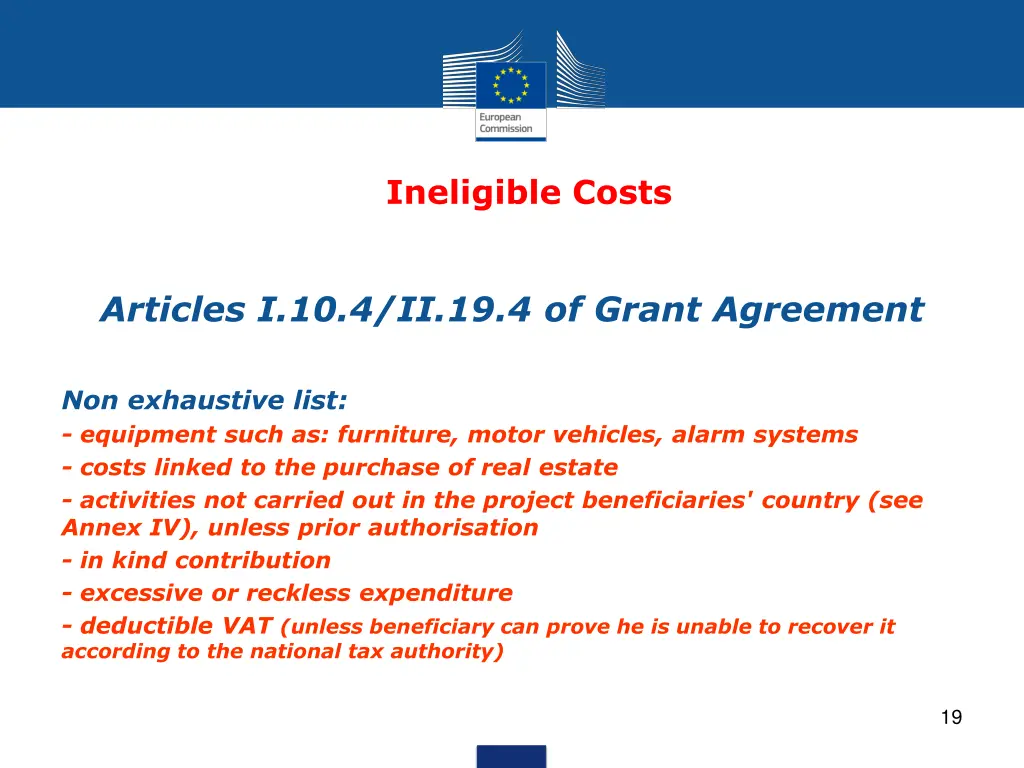 ineligible costs