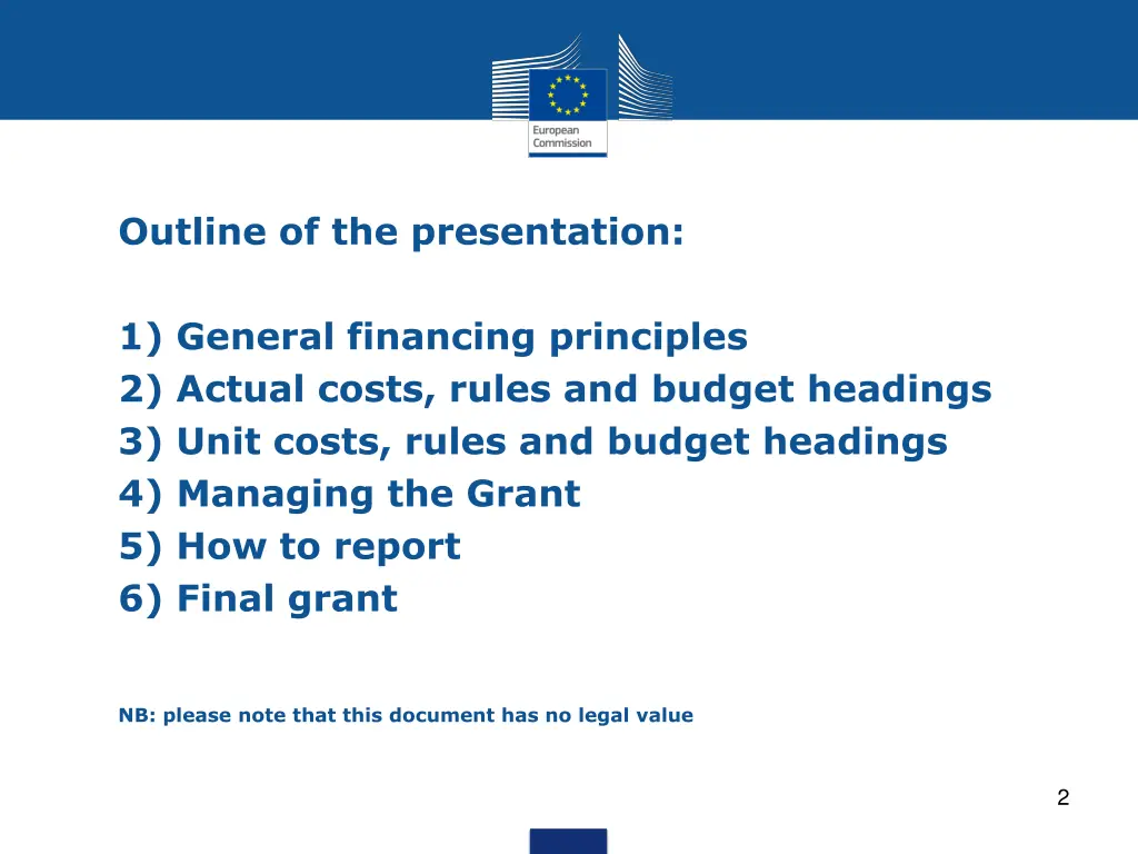 outline of the presentation