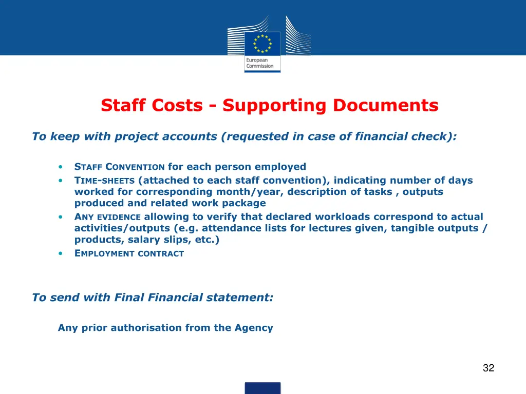 staff costs supporting documents to keep with