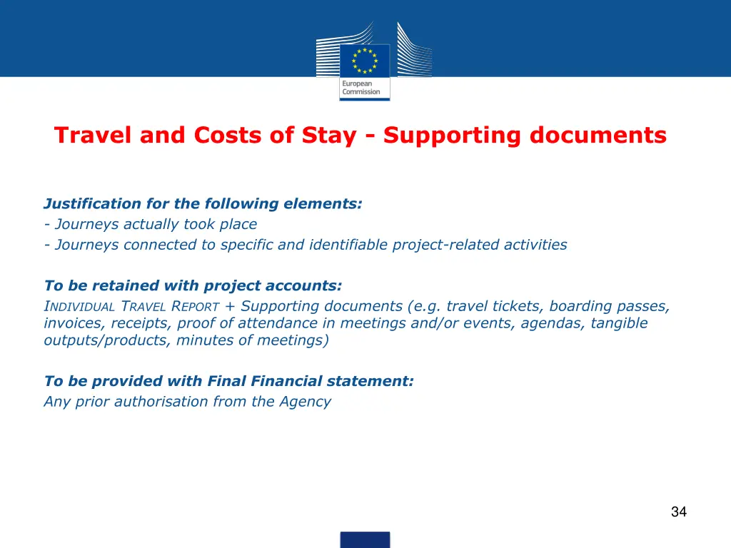 travel and costs of stay supporting documents