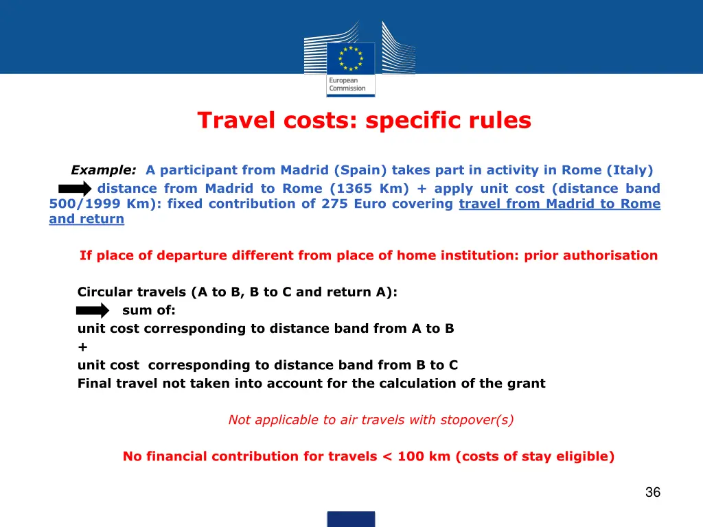 travel costs specific rules 1
