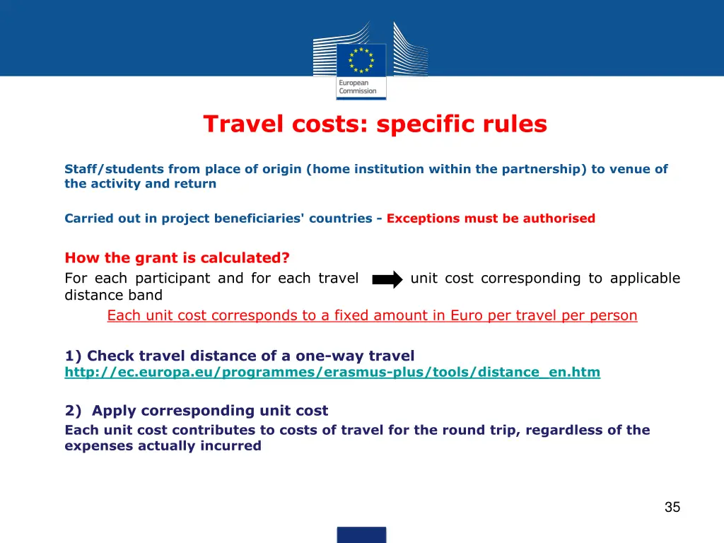 travel costs specific rules