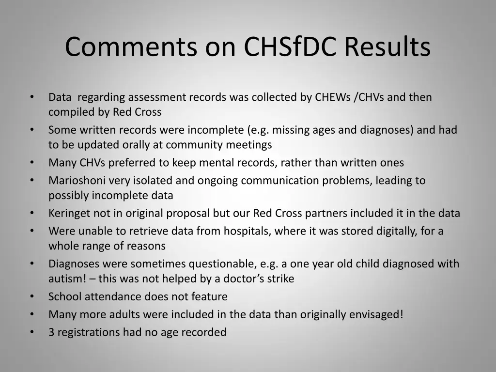 comments on chsfdc results