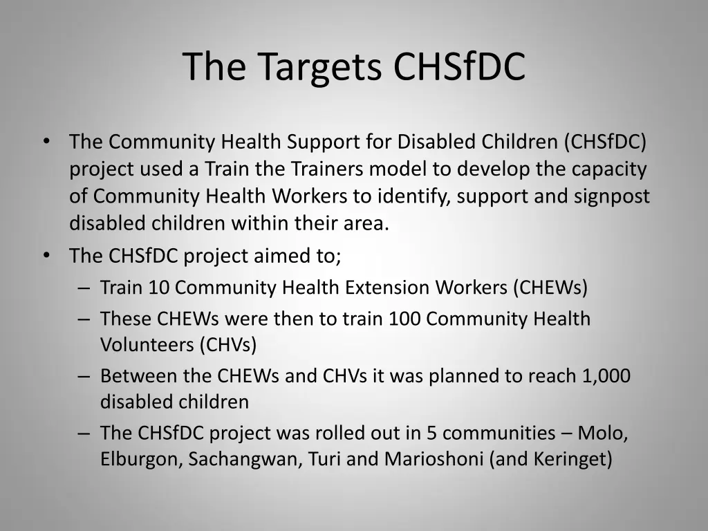 the targets chsfdc