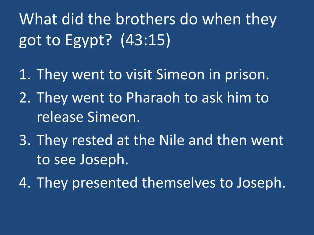 what did the brothers do when they got to egypt