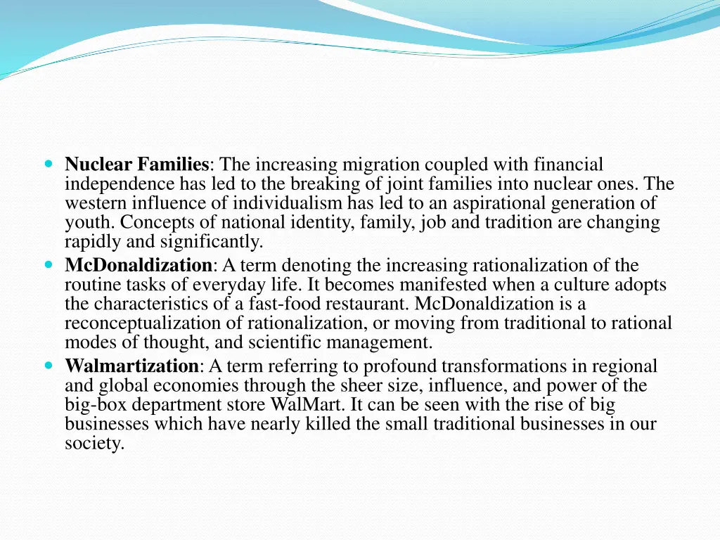 nuclear families the increasing migration coupled
