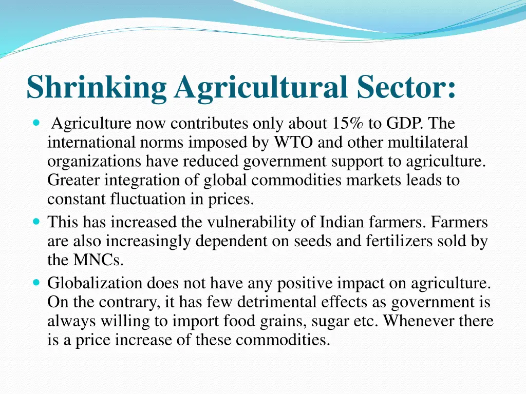 shrinking agricultural sector agriculture