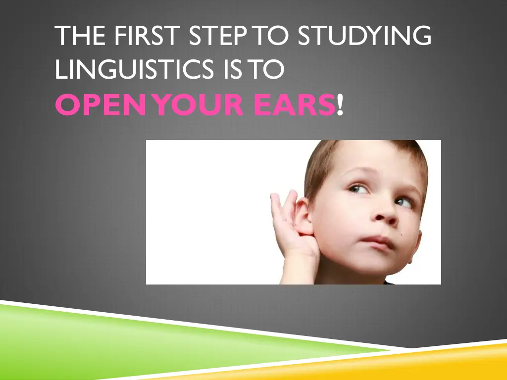the first step to studying linguistics is to open