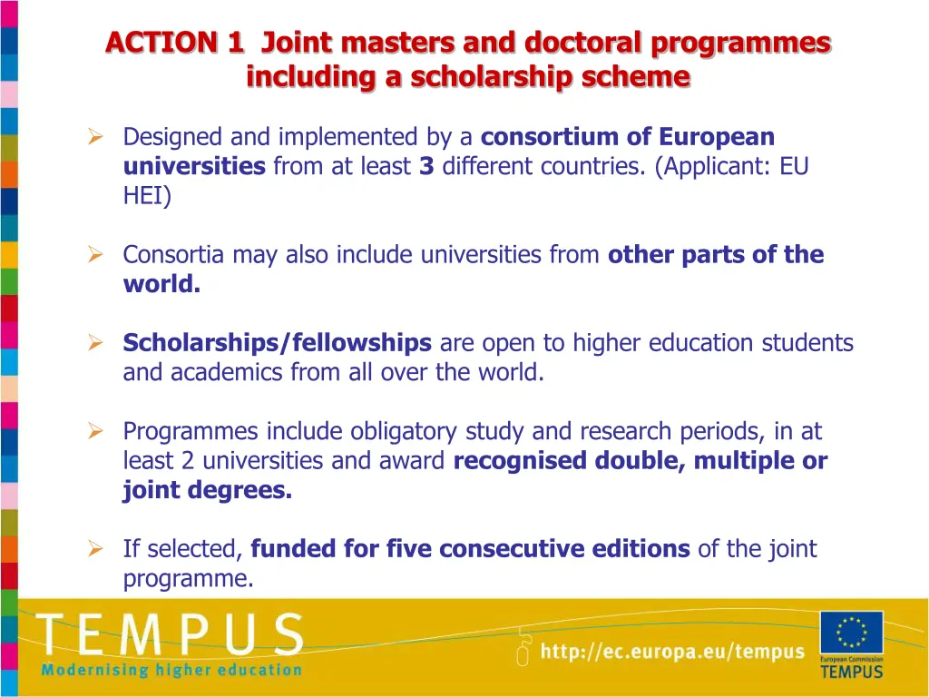 action 1 joint masters and doctoral programmes
