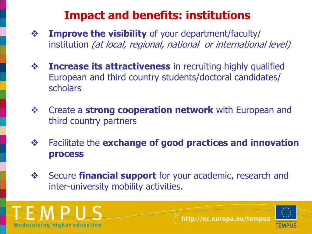 impact and benefits institutions