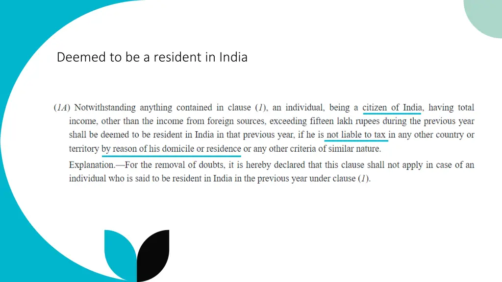 deemed to be a resident in india