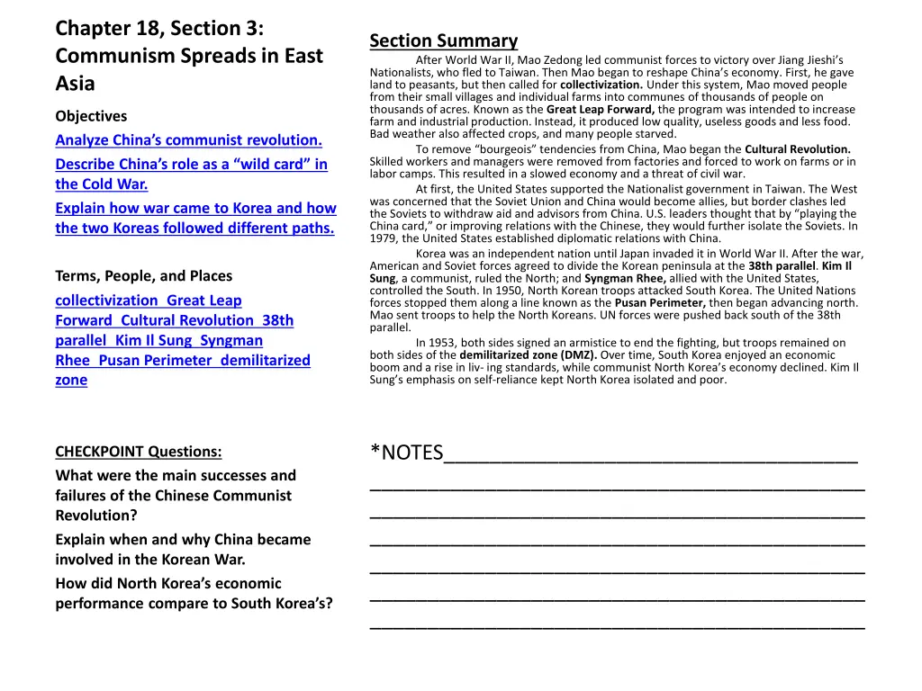 chapter 18 section 3 communism spreads in east